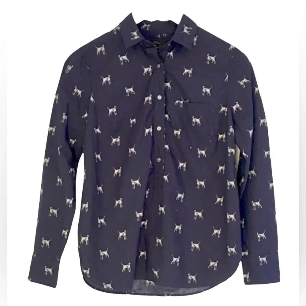 J. Crew Dalmatian Print Classic Button Up Top - image 3